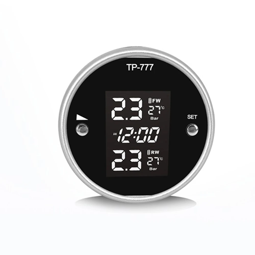 Универсальный беспроводной датчик давления в шинах для мотоцикла TPMS с дисплеем времени датчик давления в шинах мотоцикла 2 внешних датчика s 5
