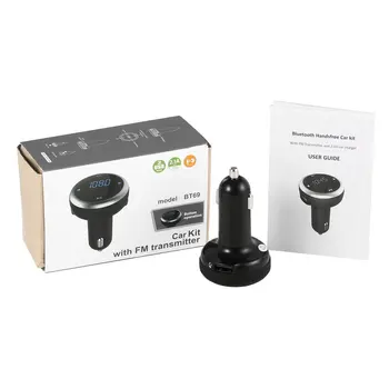 

LESHP Wireless In Car Handsfree Bluetooth FM Transmitter Radio Adapter Car Kit with Remote Controller Black