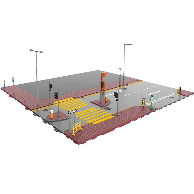 1: 64 весы городских дорог уличной опорной плитв, миниатюрная сцена S1 S2 имитационная модель Crossroad красный зеленый светильник здания сборка "сделай сам"