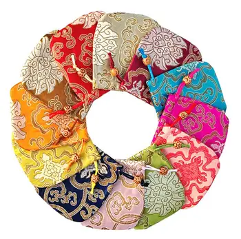 

10x10cm jewelry bag,gift bag mixed propitious cloud pattern jewelry pouches,mixed color Chinese traditional satin bag