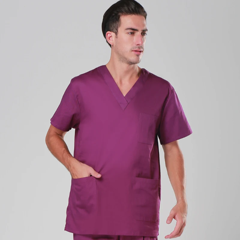Grape Purple men Наборы для ухода за кожей, Uniforme, медицинский, Hombre, скрабы, медицинская форма для мужчин и женщин, одежда для больниц, Хирургическая Одежда, костюм Enfermera - Цвет: Grape Purple men