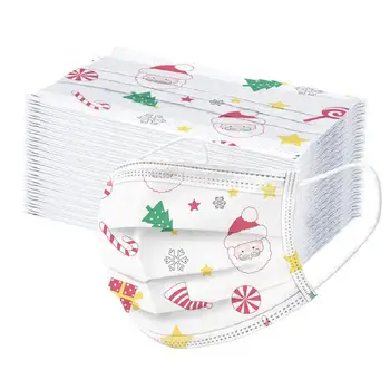 

10/50/100/200pcs Disposable Kids Face Mask 3 Layers Filter Earloop Breathable Children Cartoon Christmas Print Mouth Face Masks