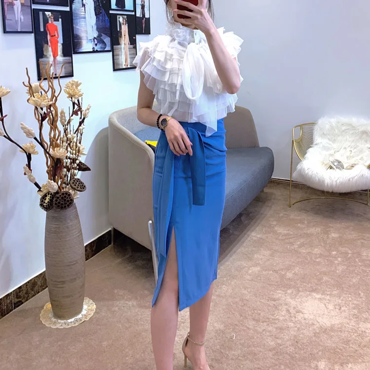 Nancylim многослойная шифоновая, с завязывающимся бантом блузка рубашка Для женщин Весна, лето, осень тонкие Блузы с длинным рукавом для девочек, топы