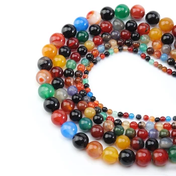 

High Quality 4 6 8 10mm Random Mixed Color Nature Loose Beads Colorful Agate Beads Round Stone Spacer Beads For Jewelry Making