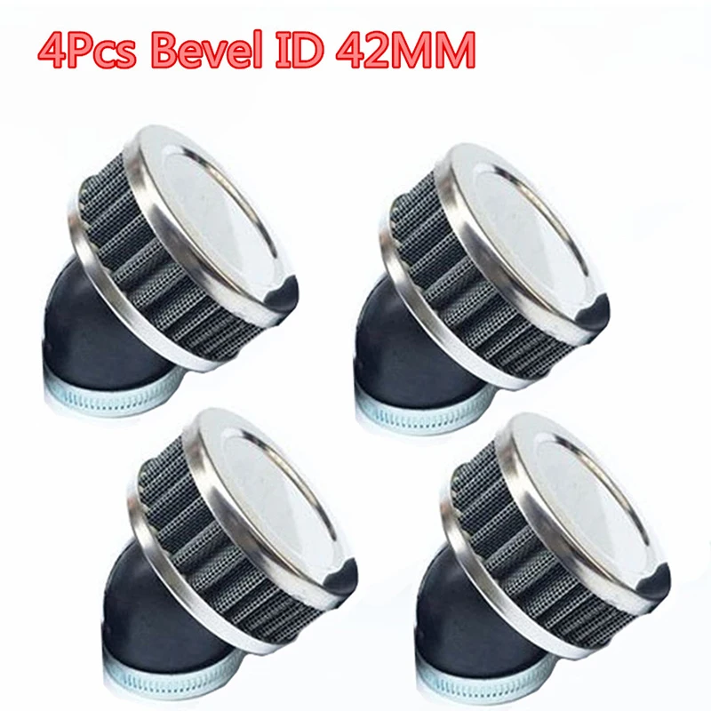 4PCS 42mml Bevel Motorcycle Air Cleaner Stainless Steel ATV Scooter Intake Filter CleanerAir