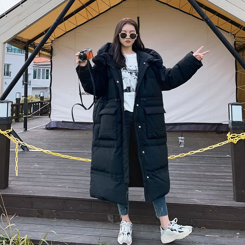 

Photo Shoot Black And White with Pattern down Jacket Cotton-padded Clothes Women's Mid-length 2020 New Style Winter Cotton-padde
