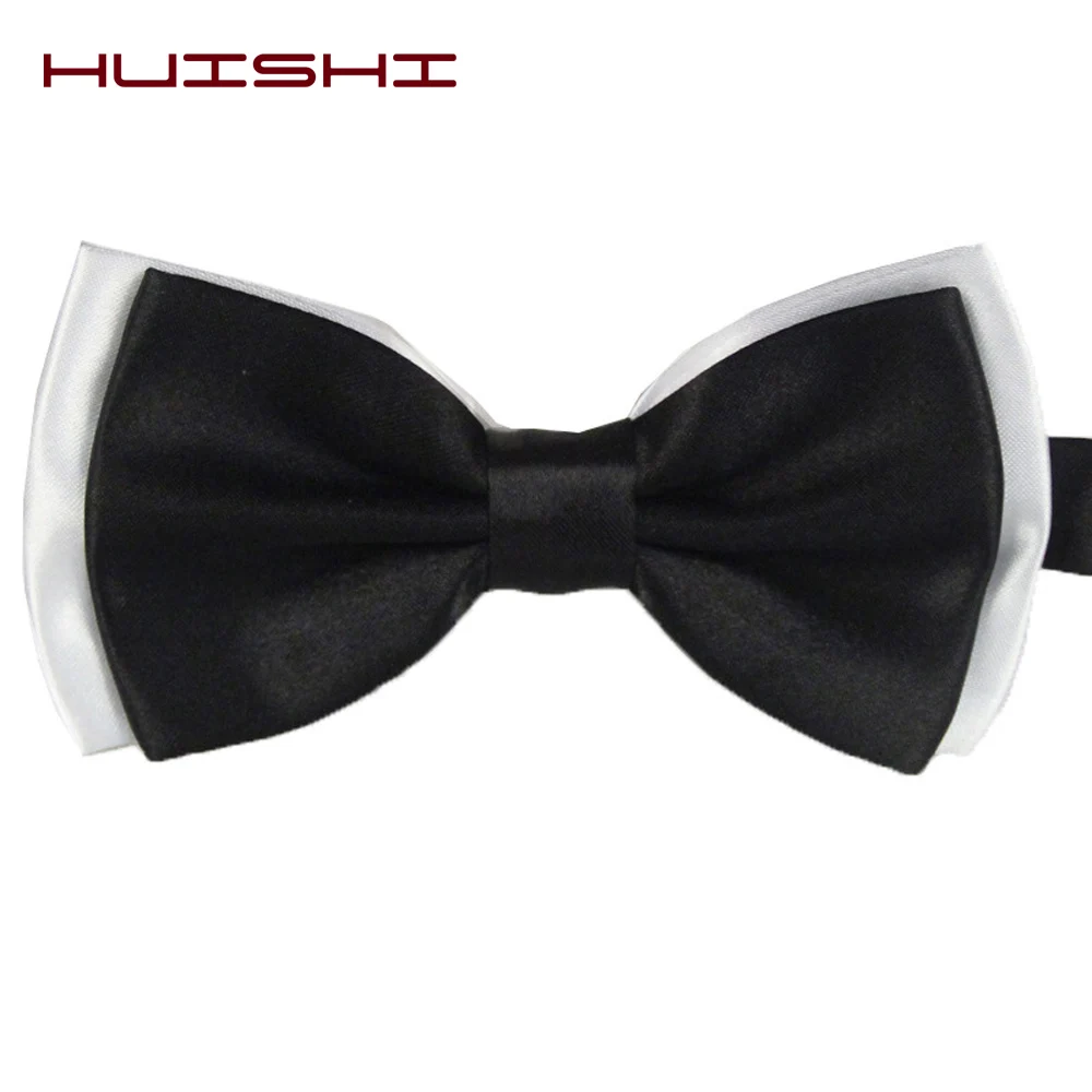 HUISHI Mode Mann Fliege Polyester 2-lagige Krawatte Einstellbare Erwachsene Fliege Für Party England Stil Frau Hochzeit Solide – Detail 3