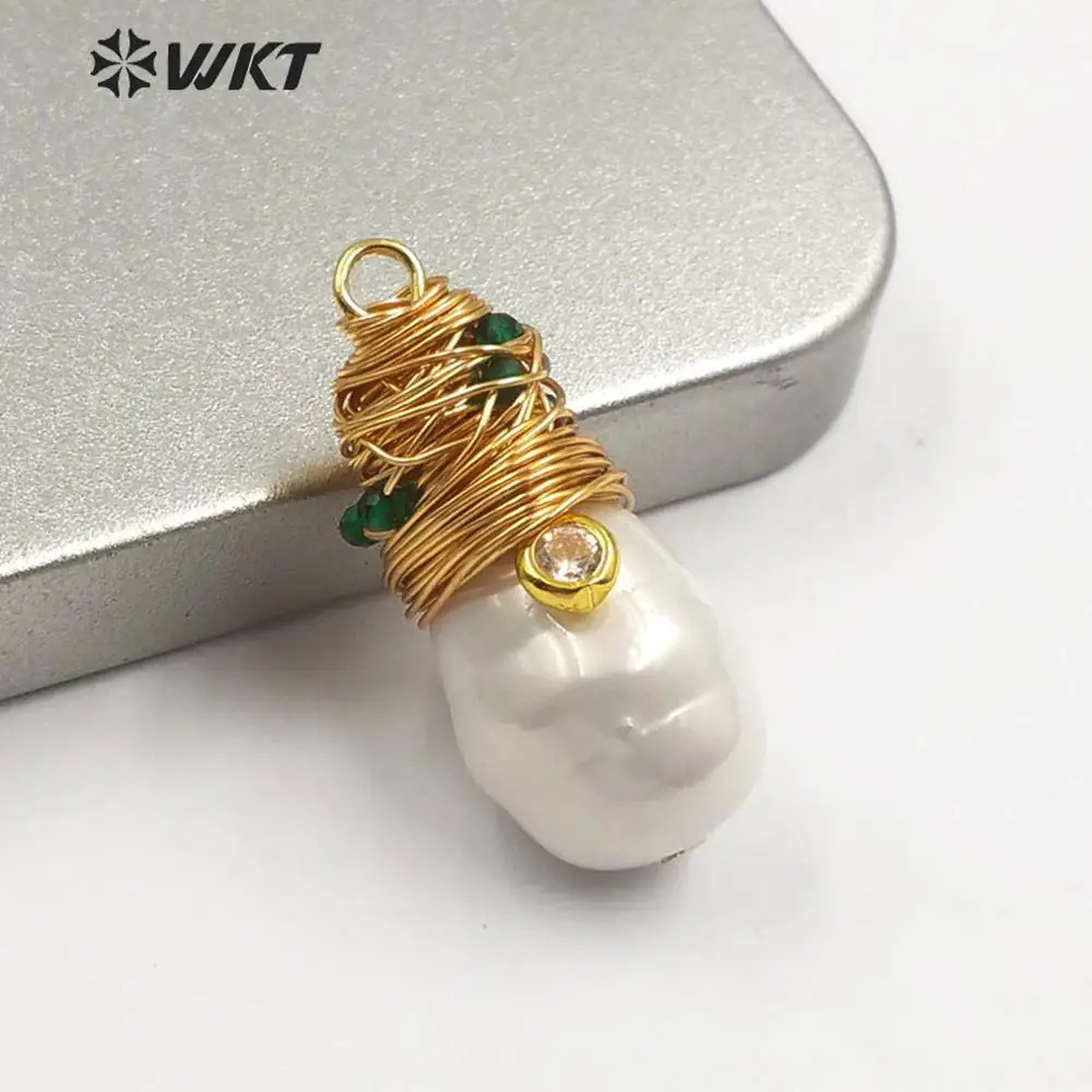 green WT-JP168 Популярная подвеска в виде ракушки в стиле барокко Женская модная белая подвеска с жемчугом - Окраска металла: green