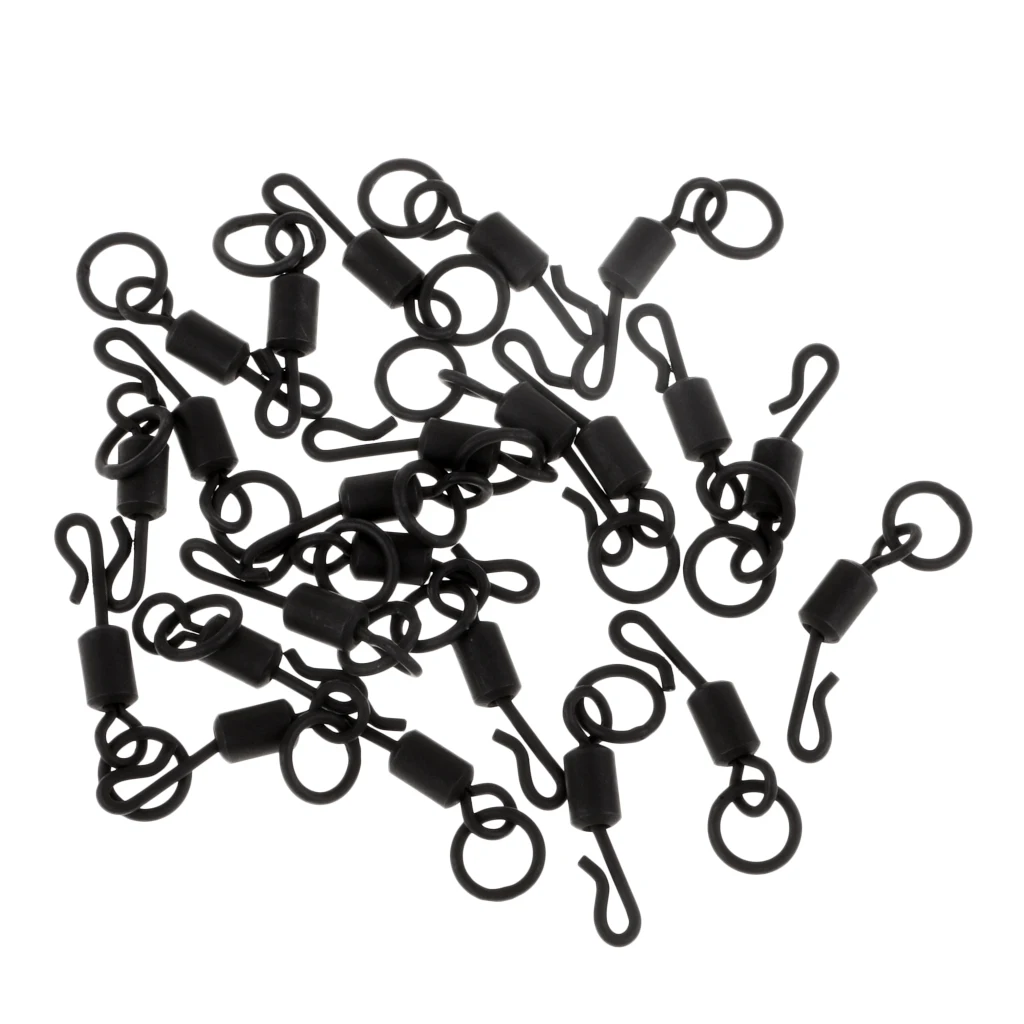 25pcs Matt Black Quick Change Swivels for Carp Fishing Tackle Chod Rigs Links