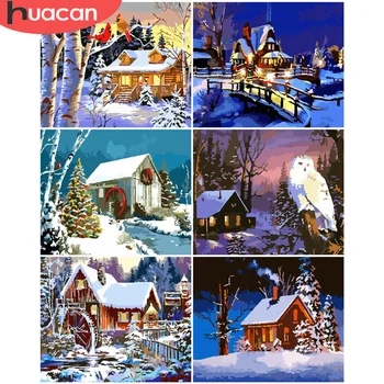 

HUACAN Paint By Number House Drawing On Canvas Gift DIY Pictures By Numbers Landscape Hand Painted Painting Art Kits Home Decor