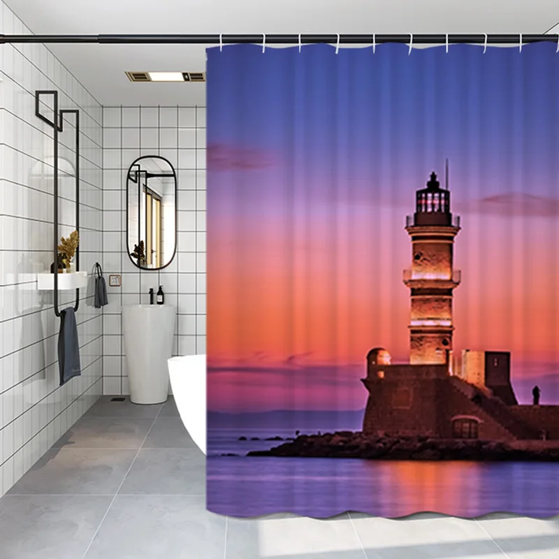 Aggcual Lighthouse view cartoon shower curtain Waterproof moisture-proof Europe bathroom for Bathroom decoration set y66 | Дом и сад