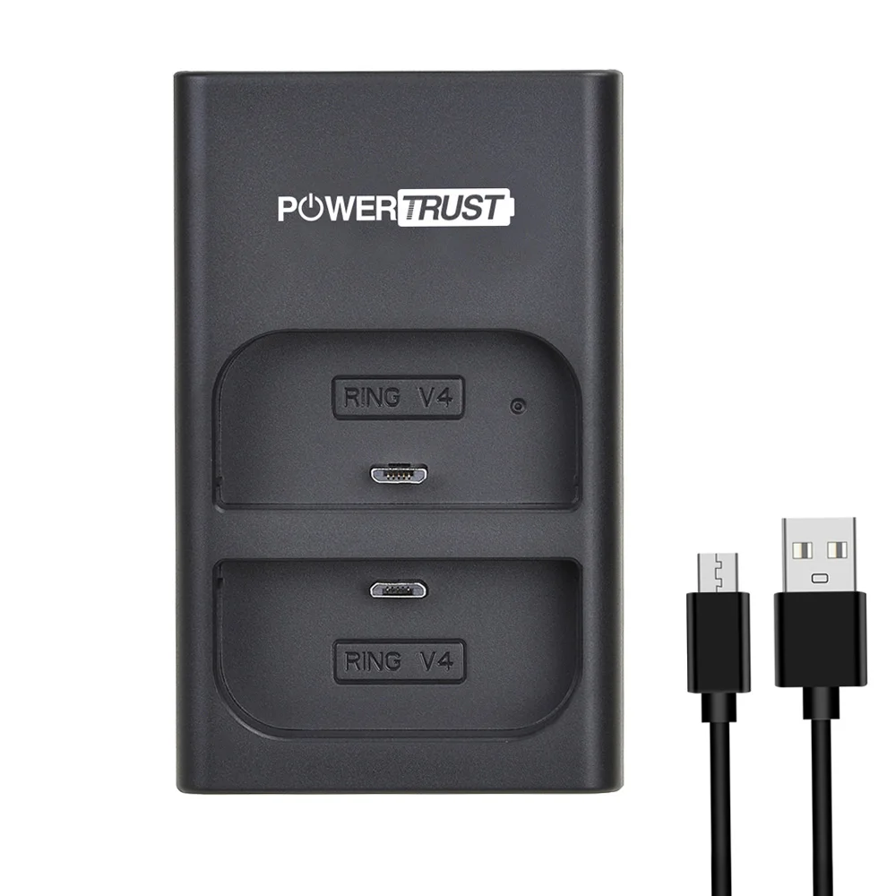 PowerTrust RV4 LED podwójna ładowarka do pierścienia wideodomofon 2, Spotlight Cam, kamera do montażu i kamera do drzwi
