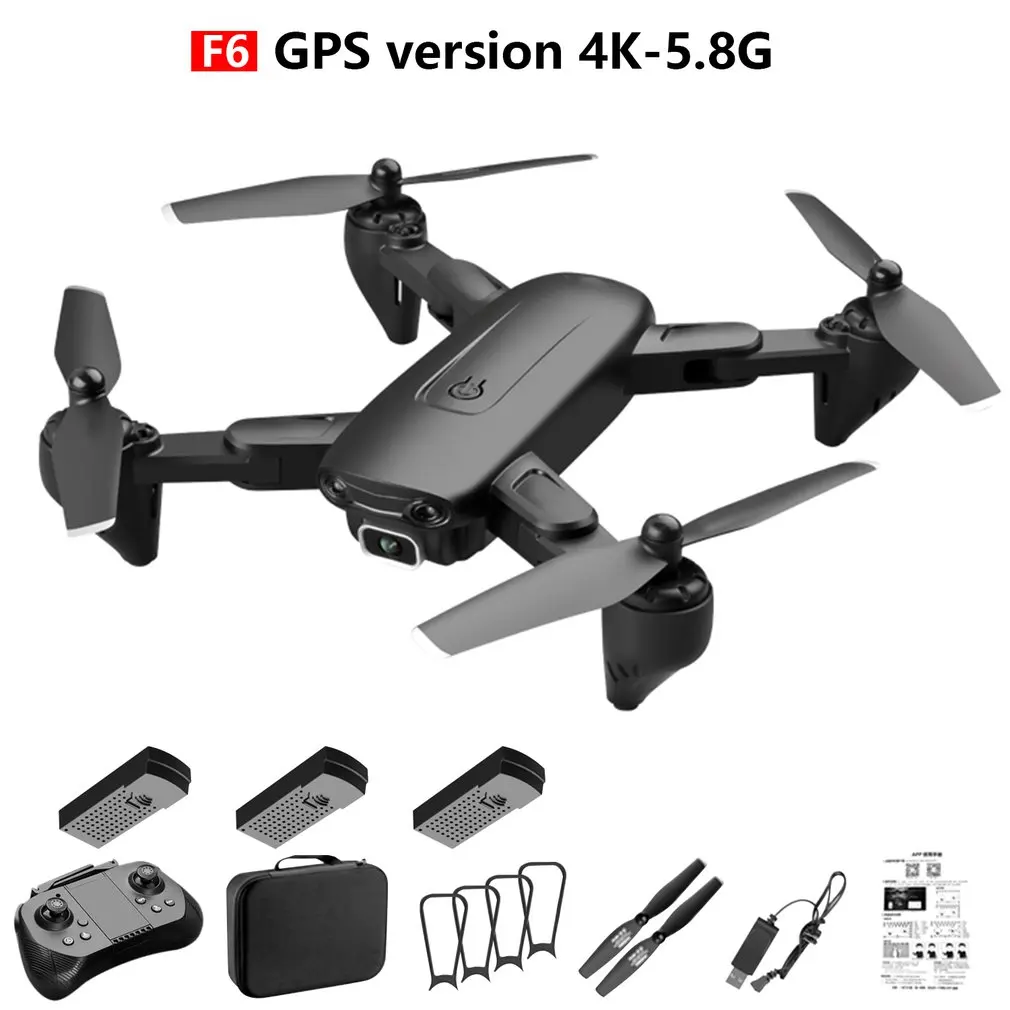 US $28.03 F6 GPS Drone 4K Dual Camera FPV Drones With Follow Me WiFi Optical Flow Foldable Professional RC Quadcopter