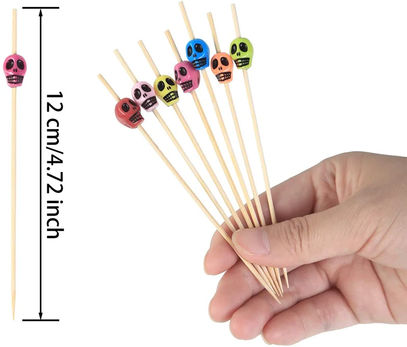 100 Stuzzicadenti Da Cocktail In Bambù - 12 Cm, Con Perla Argento, Per Antipasti E Decorazioni - Foto 11