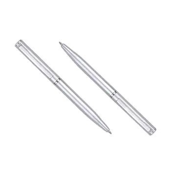 

New Ballpoint Pen Light Silver Plastic Rotating Pen Office Stationery Blue Student Ink Supplies Pen School Ball-point H1L1