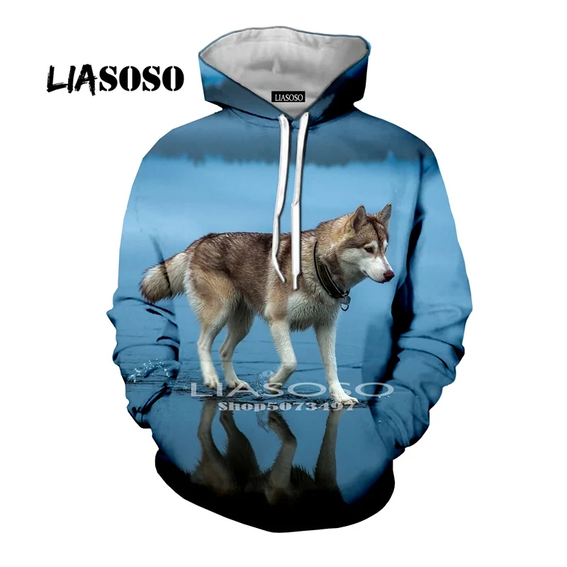 LIASOSO, Новинка осени, Мужская толстовка, 3D принт, животные, Сибирский хаски, толстовки с длинным рукавом, хип-хоп, топ, уличный пуловер, толстовка - Цвет: Лаванда