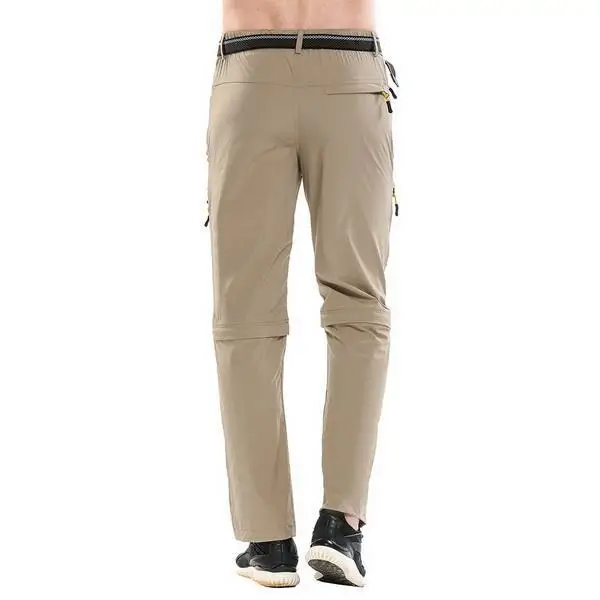 Men Outdoor Quick Dry Convertible Hiking Sports, Camping, Summer, Spring, Autumn Mountain Long Pants with Belt
