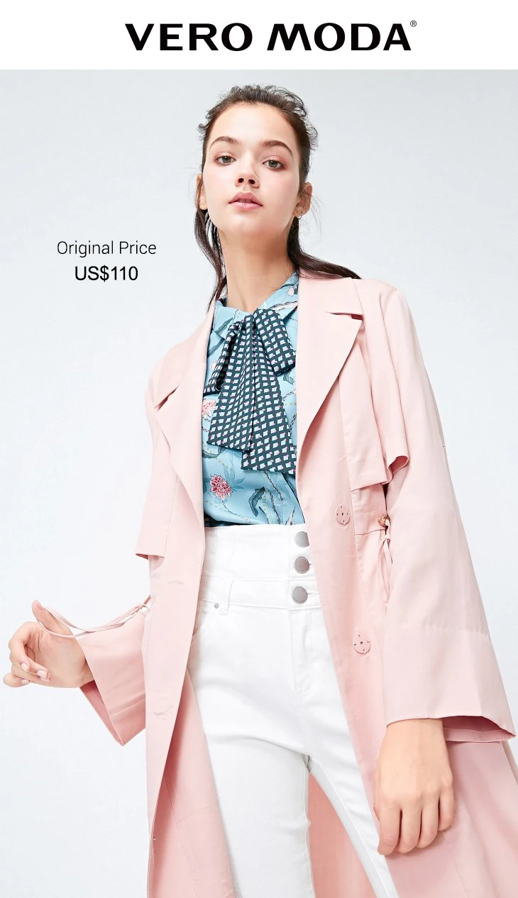 Vero Moda Женский отворот с воротником Mid Длинный плащ куртка женская| 318321517