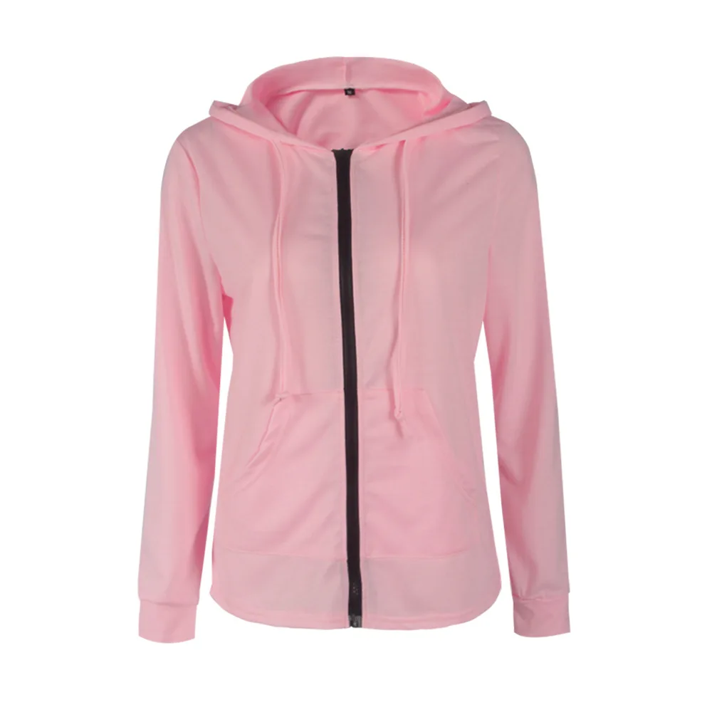 

LISM New Spring And Autumn Solid Color Long-sleeved Hooded Zipper Slim Jacket Casual Sports Fitness Running Walking Coats Plus
