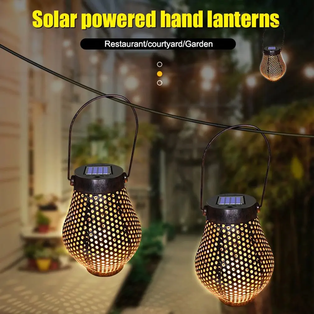 

Hanging Solar Lantern Iron Lamp Ornament Solar Light Hang Lights Projection Lamp Solar Garden Light Tree Yard Decoration