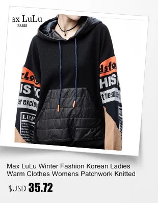 Max LuLu, корейская мода, женская зимняя одежда в стиле панк, женские толстовки с высоким воротом и принтом, повседневные женские черные толстовки с блестками