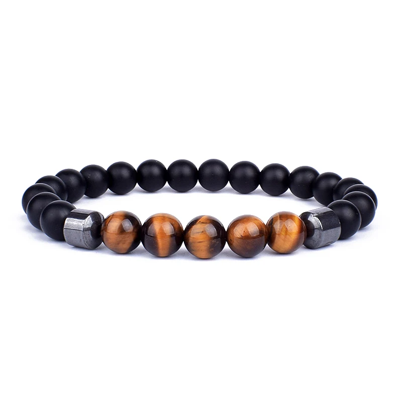 natural stone bracelet Double Hematite Tiger's Eye Bracelets Men Tiger Eye Hematite Charm Bracelets Women Natural Energy Stone Jewelry