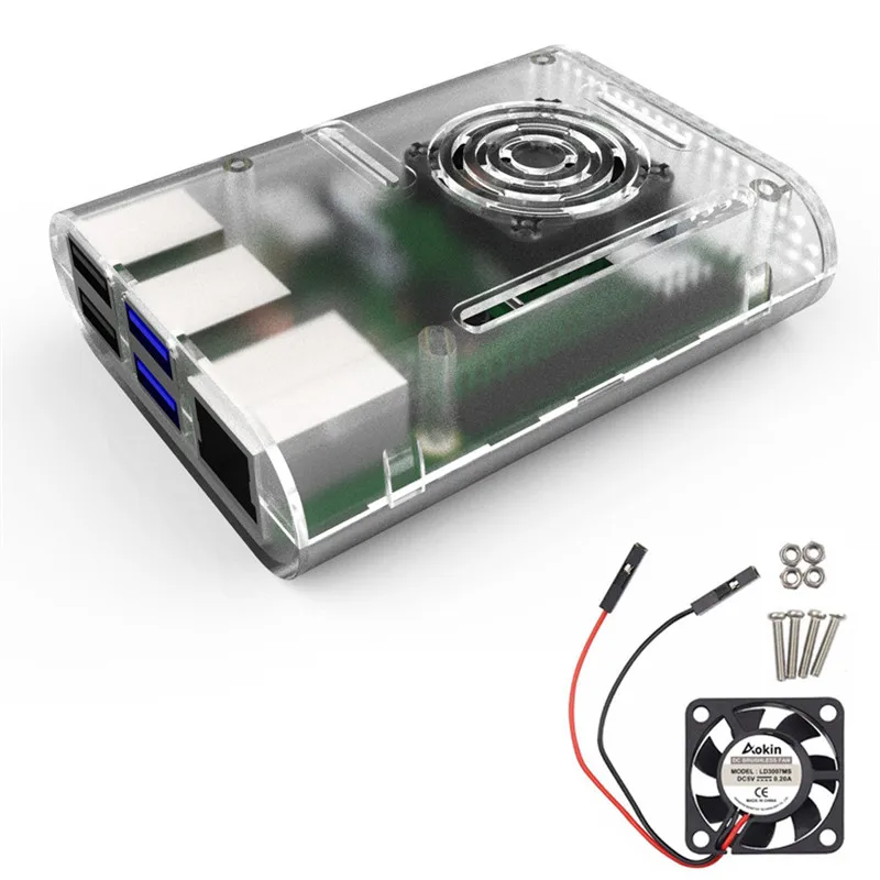 trans with fan Raspberry pi 4 Case with Cooling fan Heatsink aluminum Heat sink for Raspberry pi 4 - Цвет: trans with fan