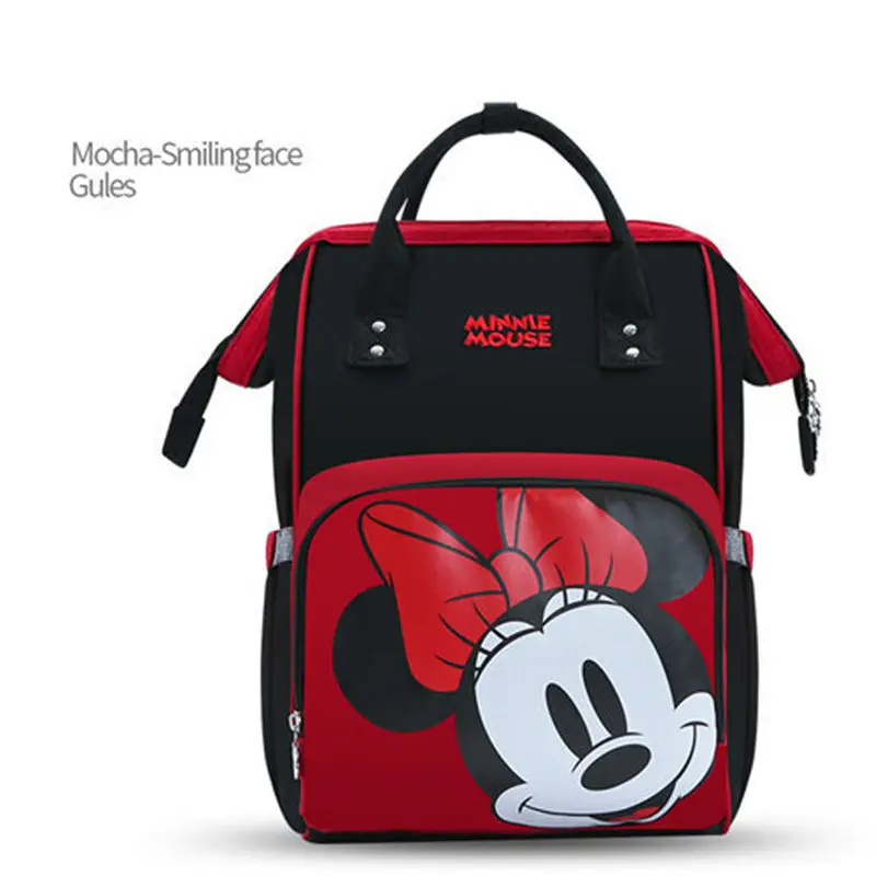 Disney мягкий подгузник сумки красный Микки Минни рюкзак сумка для подгузников коляска сумка для новорожденных водонепроницаемый с usb-обогреватель DS1086 - Цвет: 1