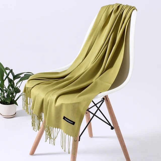 Fashion Solid Color 2021 Women Scarf Winter Hijabs Tessale Tassels Long Lady Shawls Cashmere Like Pashmina Hijabs Scarves Wraps FYR110-24