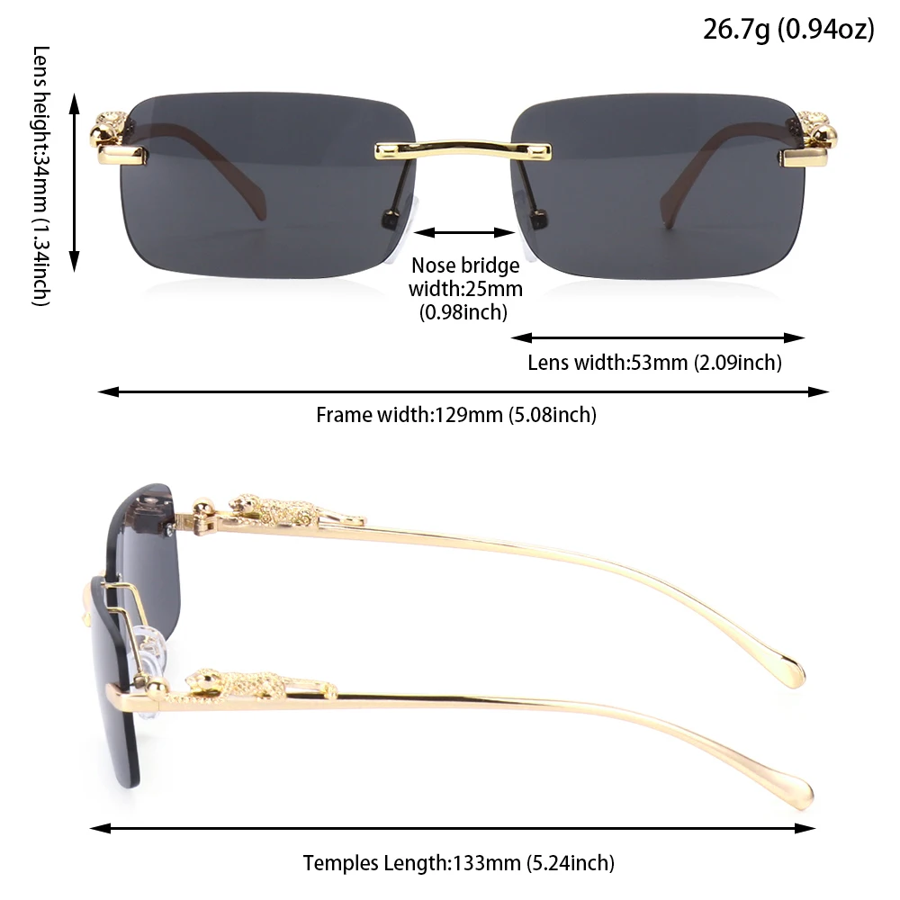 Sports Sunglasses Sport Sunglasses Fashion Colorful Rimless Rectangle Sunglasses Women Men Retro Cheetah Clear Ocean Lens Sun Glasses Shades UV400 Outdoor Eyewear