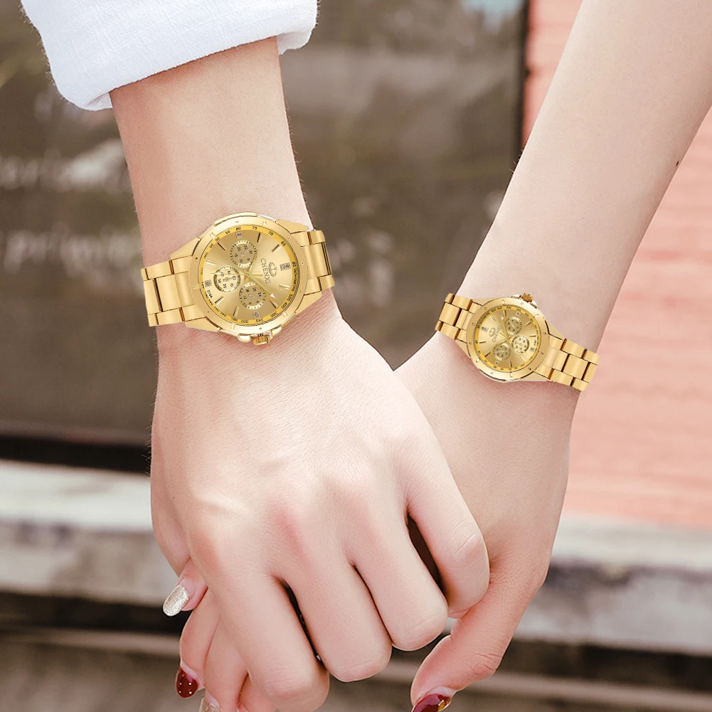 Luxury Stainless Steel Watches For Women Men Quartz Wristwatches Luminous Pointers Couple Watch Birthday Gift