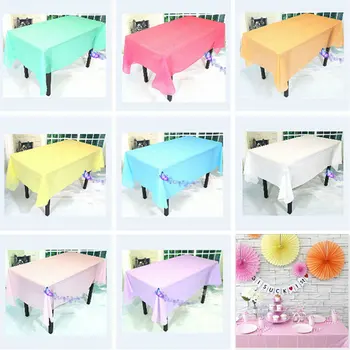 

Tablecloth Table Cover 137*274cm Rectangle Party Theme Linen New Solid Plastic Waterproof Table Cloth 5 Colors Decoration Cover