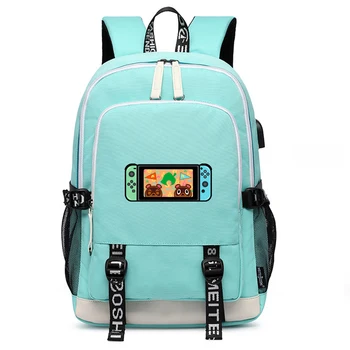 

Animal Crossing: New Horizons School Bags Oxford Bookbag Cute Tom Nook Women Backpack Cartoon Travel Bagpack USB Laptop Bagpack