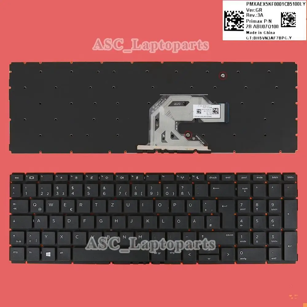 New Deutsch German Tastatur Keyboard for HP Probook 450 G6 455 G6 450R G6 Laptop, Black Frame Black, NO BACKLIT