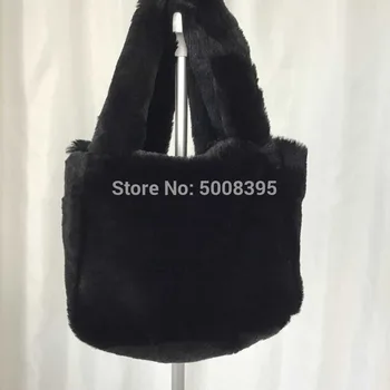 

[ElfStyle] - Black faux fur bag tote bag hand Woman NEW FASHION