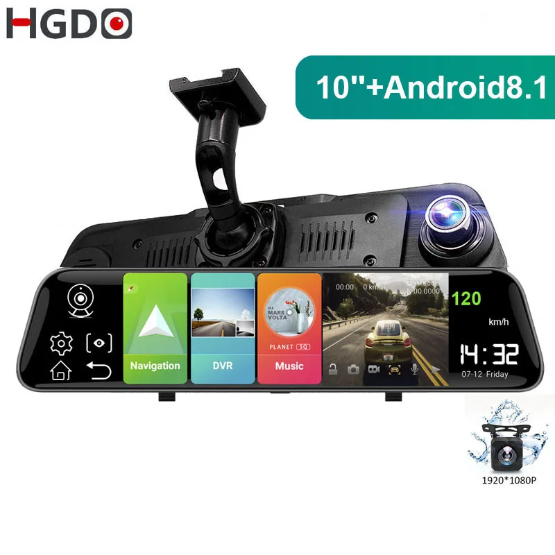 Автомобильный видеорегистратор HGDO ADAS 10 дюймов Android 8 1 потоковые медиа системы