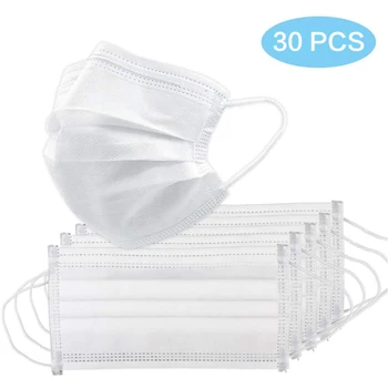 

30Pcs Disposable Mask 3 Layers Non-woven Anti-dust Fog Face Mouth Masks Anti-saliva Protective mask fit for Baby Kids Adult
