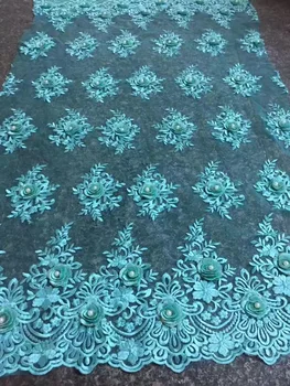 

Hot African French Lace Fabric With Beads 3d Flower Fabric For Women Wedding Dress Nigeria Tulle Lace Fabrics Fushia SH10512