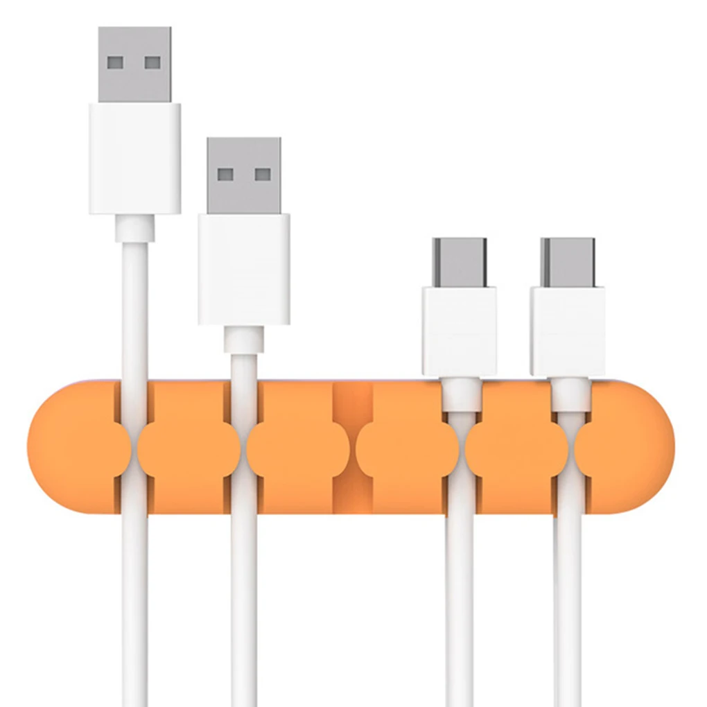 Silicone Cable Winder Plug Holder Cord Management Desk Wire USB Data Charger Cable Storage Organizer - Color: NO.4