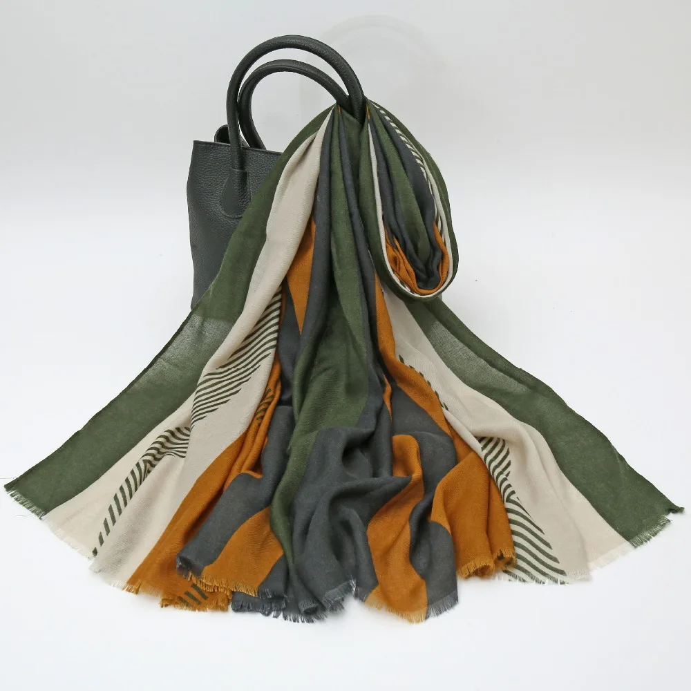 Женский новейший хлопковый шарф с геометрическим узором 6 цветов 10 шт./лот