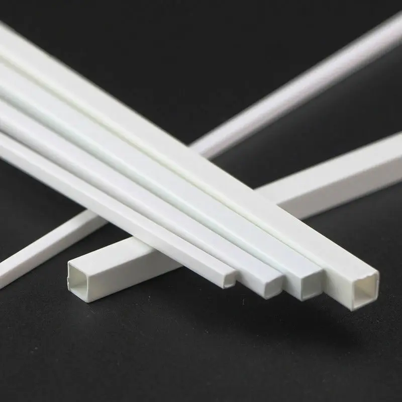 ABS White Plastic Mold Tube Hollow Square 5Pcs 2/2.5/3/4/5/6/8/10mm 250mm Long Building Sand Table Model DIY Materia