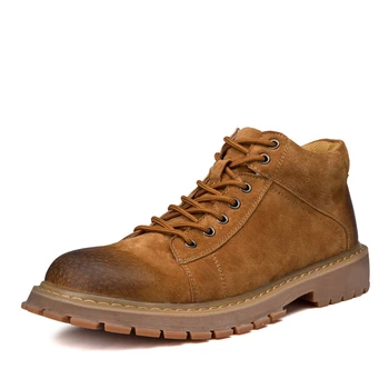 

New Men Casual Shoes High Quality Leather Fashion Autumn Winter Ankle Boots Lace Up Non-slip Wear-resistant Trendy Casual Boots