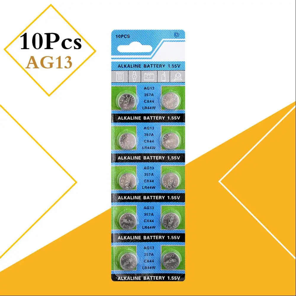 Батарея sr44 10 шт./1 карта AG13 кнопочные батареи оптом SR1154 SR44 LR44 357 1 55 в A76 H размер 11 6*5