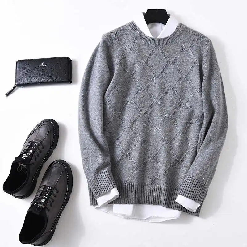 medium grey Осенняя и зимняя мужская водолазка однотонный пуловер свитер - Цвет: medium grey