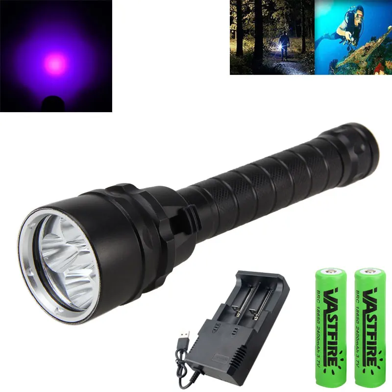 

Waterproof 5 LED UV Purple Diving Flashlight Underwater 100 Meter Scuba Dive Lamp 395nm Ultraviolet Lantern