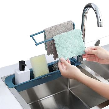 

Retractable sink stand, retractable storage and drainage basket, sponge soap holder, suitable for home kitchen