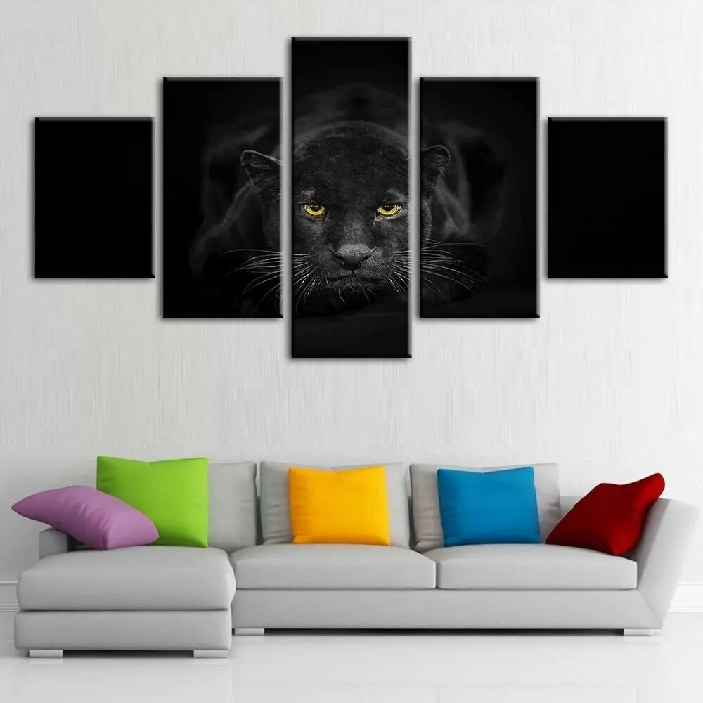 

No Framed Canvas 5Pcs Panther Wildlife Posters Wall Art Pictures Decoration Accessories Home Decor Paintings