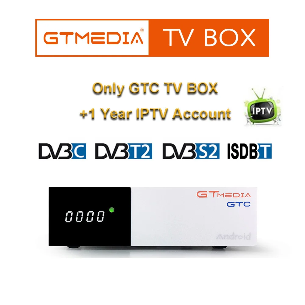 Freesat GTmedia GTC спутниковый ТВ приемник DVB-S2 DVB-T2 DVB-C 4K ТВ Receiptor Поддержка IP ТВ CCcam Клайн Испания Android ТВ коробка - Цвет: GTC add ccam 1Y IPTV