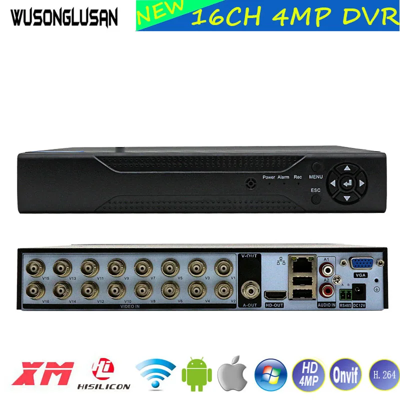 16 Channel Video Recorder Hi3531A 16CH 4MP DVR NVR H.264+ Hybrid 6 in 1 for TVI CVI CVBS AHD 4MP 1080P Camera and 5MP IP Camera