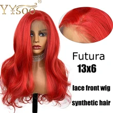 YYsoo 13X6 парики на кружеве для женщин кружевные передние al японские Futura волокна волос Синтетические парики длинные волнистые тела красный цвет ежедневное использование